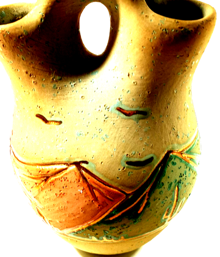 Jarrón de boda pueblo de 4 y 1/2" de nativos americanos del suroeste firmado J V - Imagen 6 de 6