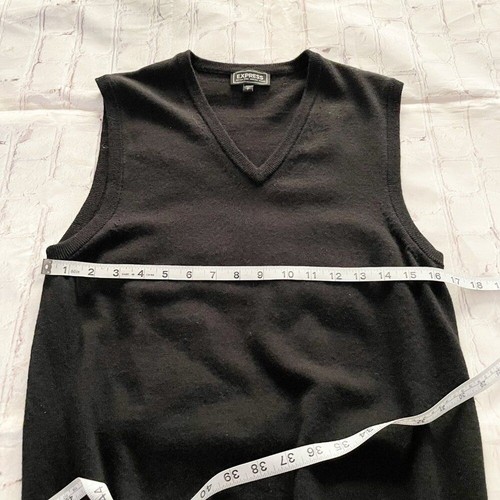 Express Black 100% Merino Wool Knit Lightweight Classic Sweater Vest Small - Picture 6 of 8