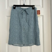 Esprit Y2K Skirt Womens Size 3/4 Blue Floral Flower Drawstring NEW