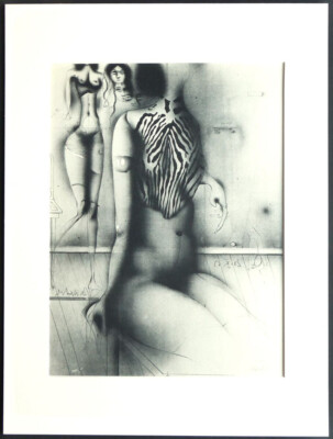 PAUL WUNDERLICH  '' Zebrabluse ''  Druckgrafik im PP 30x40 cm, signiert