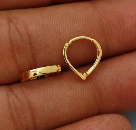 22K Yellow Gold Bali Earrings, Fine Jewelry Traditional Vintage Indian Earrings