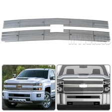 Fits 2015-2018 Chevy Silverado 2500 HD/3500 HD Front Billet Grille Grill Combo
