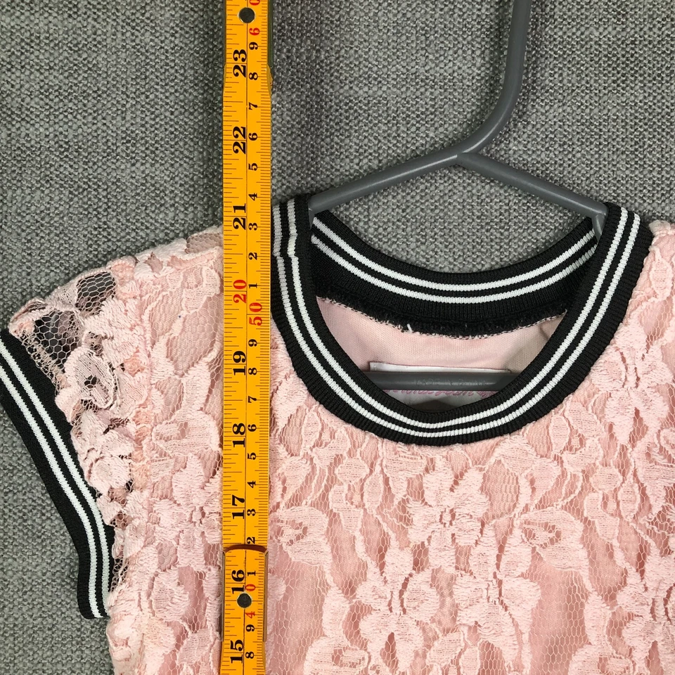 Bonnie Jean Dress Girls 5 Pink Lace Crochet Lined Pullover Summer Preppy Belt - Image 3 of 4