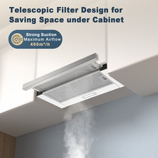KICHPOWER Dunstabzugshaube 60 cm, Teleskop Flachschirmhaube Abluft/Umluft A+++