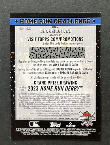 Shohei Ohtani #HRC-4 Topps 2022 Home Run Challenge (k) - 第 2/2 張圖片