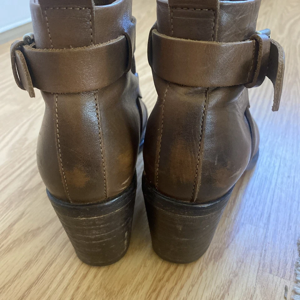 Diesel Mujer Botines 38 Envejecidos, Marrón, Cuero Cremallera 3” Tacón Foto 4 de 4