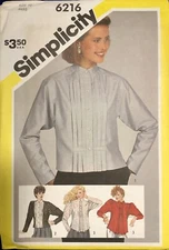 UNCUT Miss Blouse Pattern Simplicity 6216 Vintage 1983 Collectible w/Instr