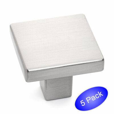 *5 Pack* Cosmas Cabinet Hardware Satin Nickel Square Cabinet Knobs #14899SN
