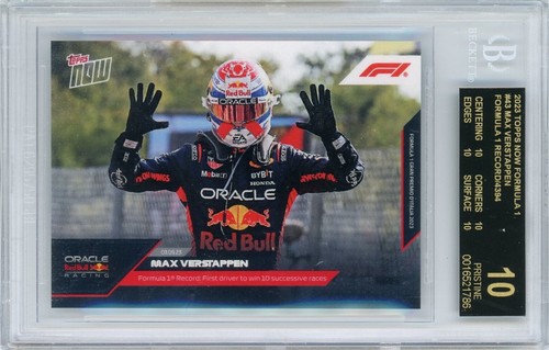 2023 TOPPS NOW FORMULA 1 #43 MAX VERSTAPPEN - BGS BLACK LABEL QUAD 10!