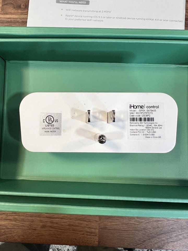 iHome ISP6XWC4 Wi-Fi SmartPlug for IOS and Android Home Kit - Image 3 of 4