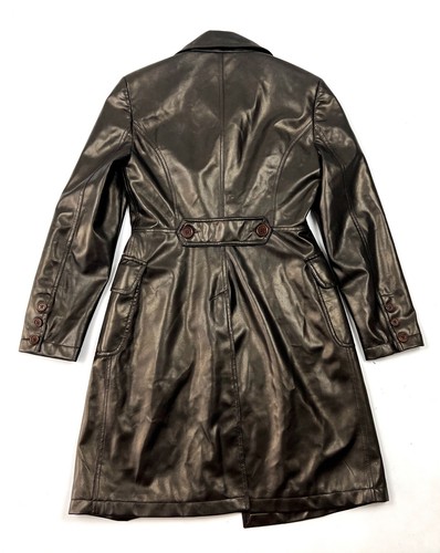 RARE VTG Auth Women's MOSCHINO Jeans Metallic Bronze Long Trench Jacket Coat - 8 - Picture 12 of 16