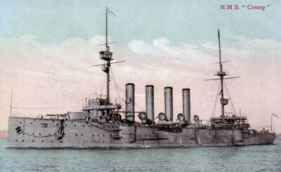 British Royal Navy Battleship Cruiser HMS Cressy SHIPPING NAVAL OLD PHOTO