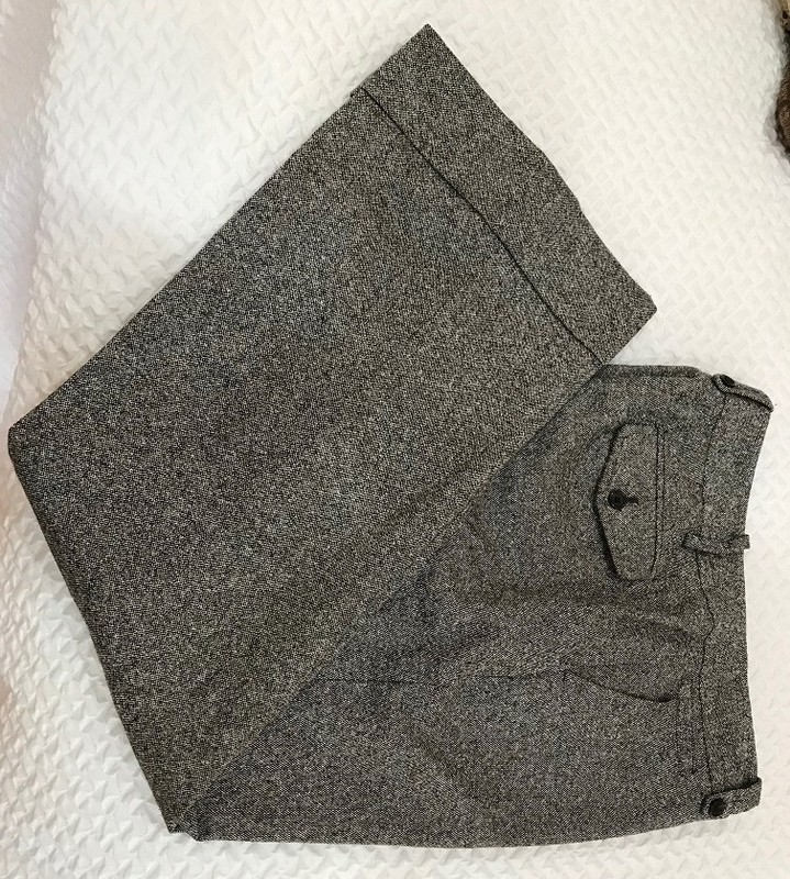 VINTAGE - ANN TAYLOR/LOFT BLACK TWEED WOOL PANTS SIZE 14 - PREOWNED