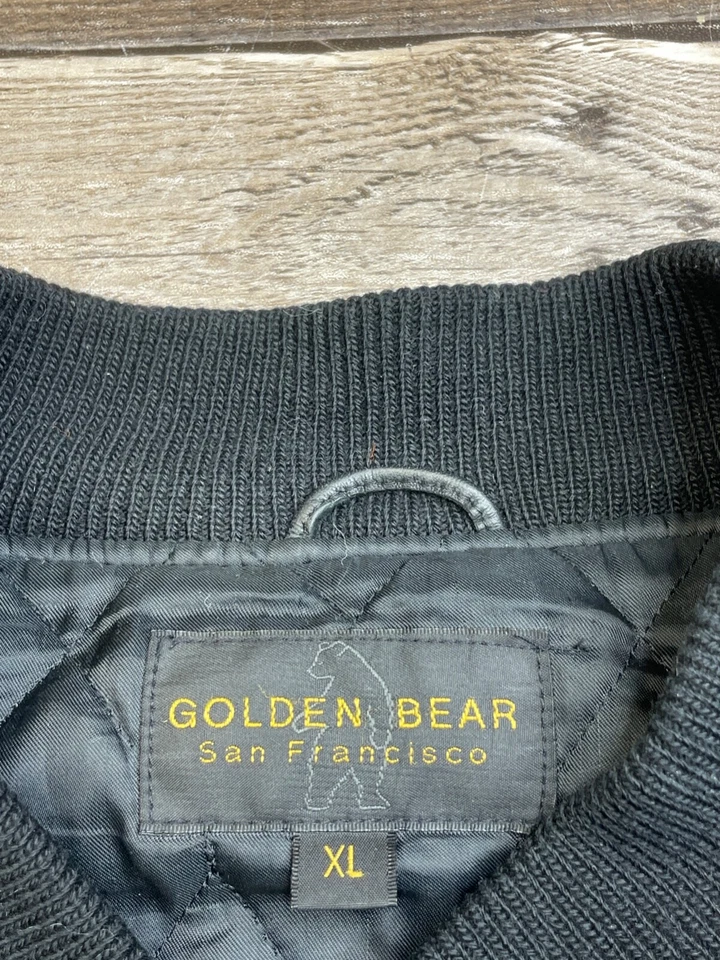 VTG Golden Bear California Men XL Wool Leather Varsity Jacket Black USA 90s - Image 3 of 4