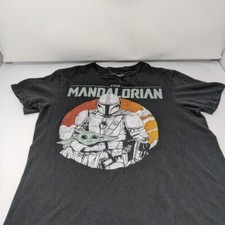 Star Wars The Mandalorian T-shirt Boba Fett Baby Yoda Men's Size S Small Black