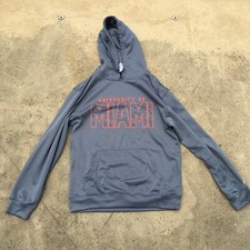University of Miami hooded Sweatshirt Size medium 38-40 Grey Russell