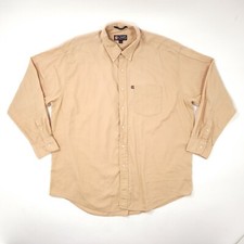 Vintage Chaps Ralph Lauren Mens 17.5 34/35 Yellow Cotton Long Sleeve Dress Shirt