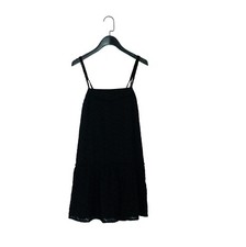 Zara Black Ruffle Hem Broderie Anglaise Cross Strap Mini Dress - Size M