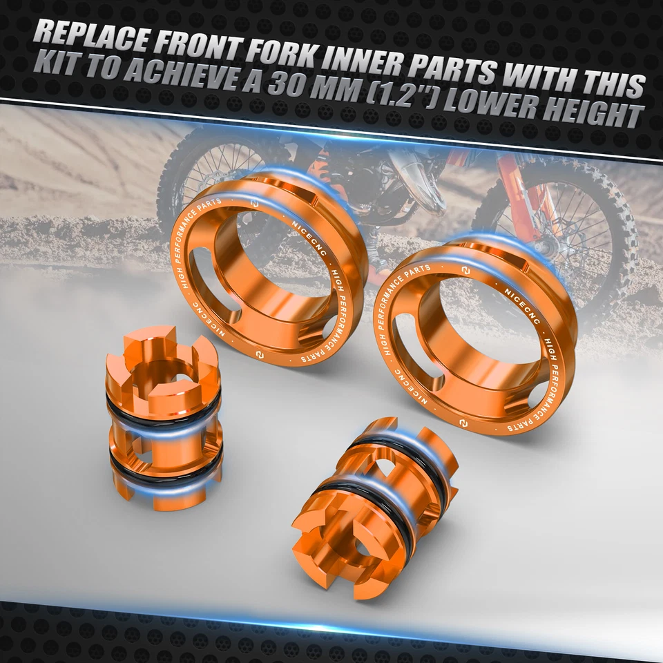 NICECNC Front Lowering Kit 30mm For KTM 125-500 XCW/EXC/EXCF/TPI/6 Days 2017-23 - Image 2 of 4