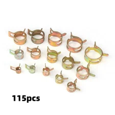 115X Hose Spring Clamps 6-22mm Fastener Fuel Water Line Pipe Air Tube Clips Kit
