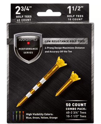 Golf Tees MAXFLI Performance Series Low Resistance -  2 3/4'' & 1 1/2'' - 50 pack