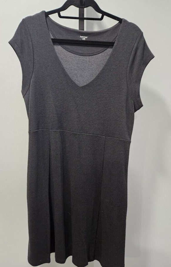 Horny Toad Dress Women's X-L Gray Cap Sleeve Tencel Organic Cotton Pockets Chic