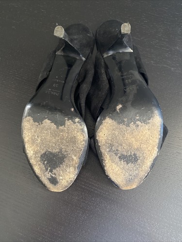 Prada Black Heels 3.5” Slides Slip On Vero Cuoio Made in Italy Sz 38 - Picture 7 of 10