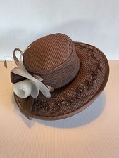 Ben Marc International Haute Couture Brown Ascot Hat With Bow 22.5”