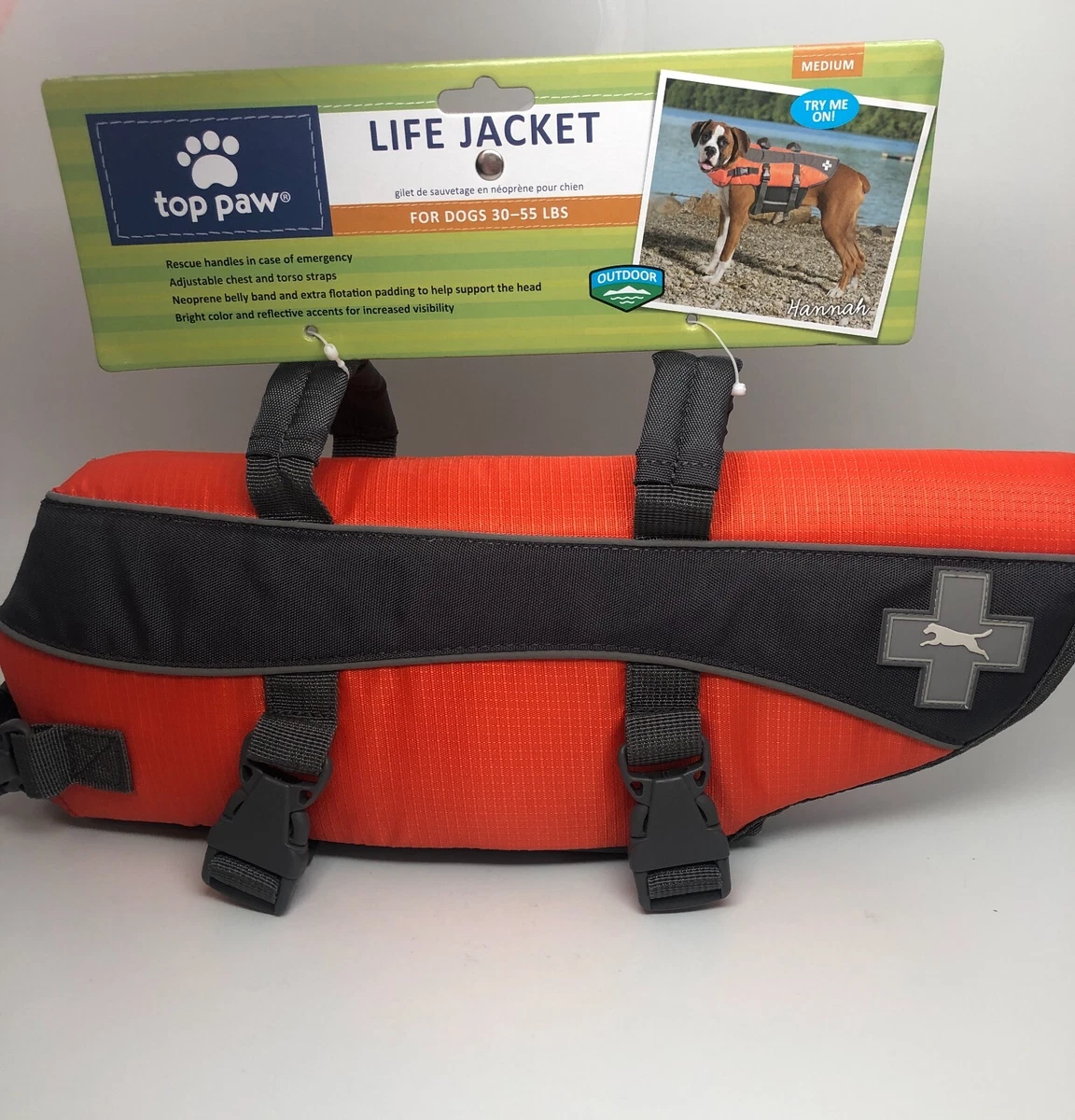 Top Paw Dog Life Jacket Orange Flotation Device Neoprene Size Medium NEW