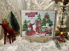 Christmas Cat Snowman Handcrafted Plaque Sign