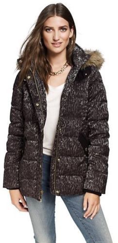 $328 NWT JUICY COUTURE SzL GUNMETAL MORRISON LEOPARD HOODED PUFFER