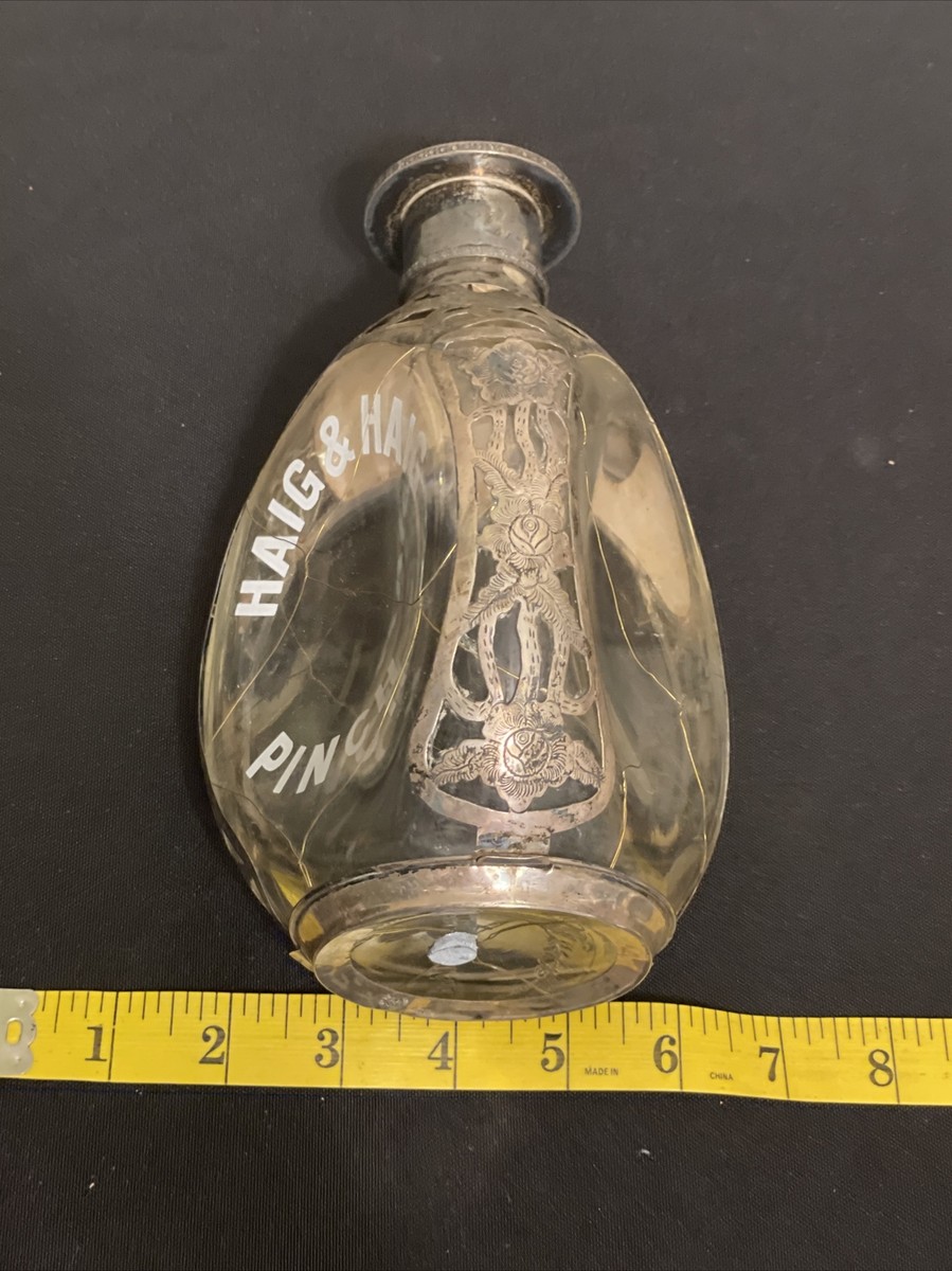 Antique Sterling Silver Overlay Haig & Haig Pinch Whiskey 3