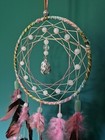 Pretty Handmade Rose Quartz, Green Aventurine & Fluorite Crystal Dreamcatcher