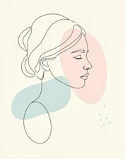 Digital Minimalist Line Art Woman Portrait - Modern Abstract Wall Art Print