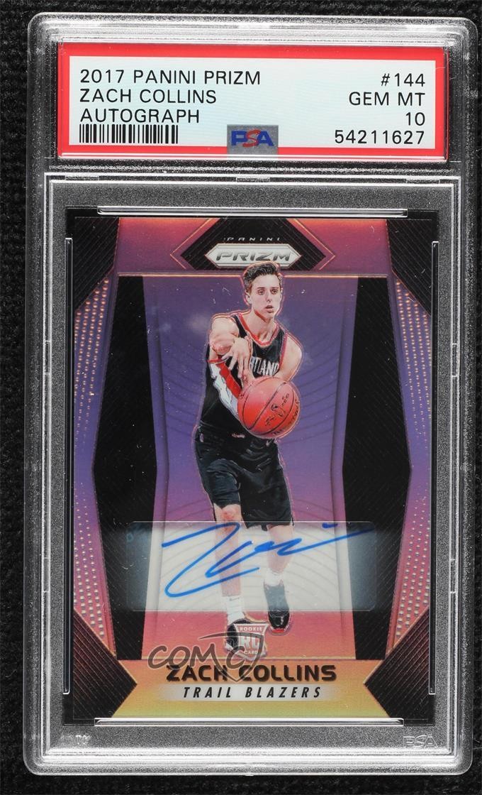 2017-18 Panini Prizm Silver Zach Collins #144 PSA 10 GEM MT Rookie Auto RC n0c