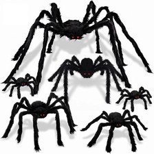 Halloween Outdoor Decorations 5FT Giant Spiders Set, 6 Packs Scary Hairy Spider