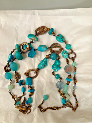 Stephen Dweck Turquoise and Multistone Necklace | eBay