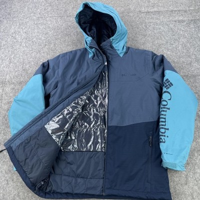 Columbia Jacket Mens Small Blue Omni-Tech Hooded Insulated Ski Puffer Winter