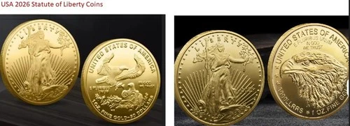 20 pcs 2026 - 1oz The United States Statue of Liberty Gold Plated Coins