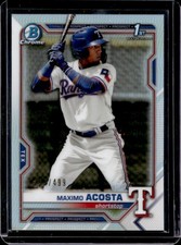 2021 Bowman Maximo Acosta Chrome Refractor 1st Prospect #/499 Rangers