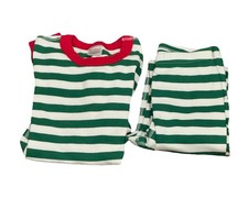 Hanna Andersson Christmas Holiday Striped White Green Pajamas Size 10 Unisex