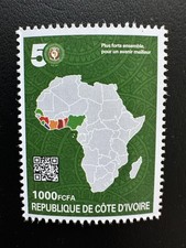 Côte d'Ivoire 2026 CEDEAO 50 ans carte Afrique drapeaux anniversaire