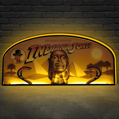 Indiana Jones Pinball Topper LED Sign 3D Printed Lightbox for Pinball Machine