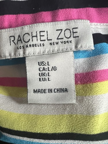 Rachel Zoe Multicoloured Striped Sleeveless Button Summer Blouse Ladies SizeL - Picture 12 of 12