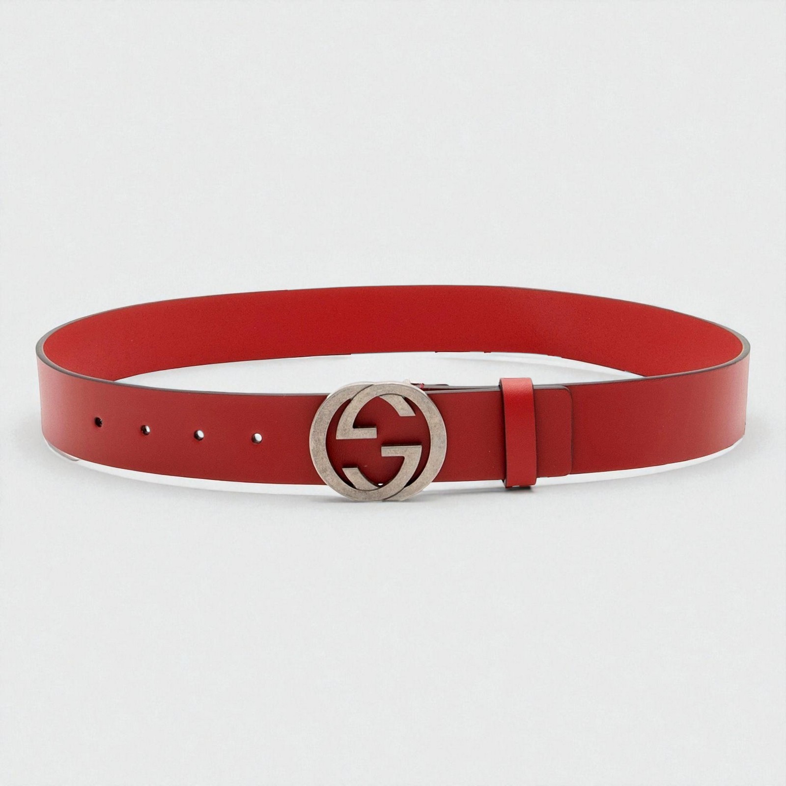 Authentic New Gucci Leather Belt Size 90 Red Tinted Buckle
