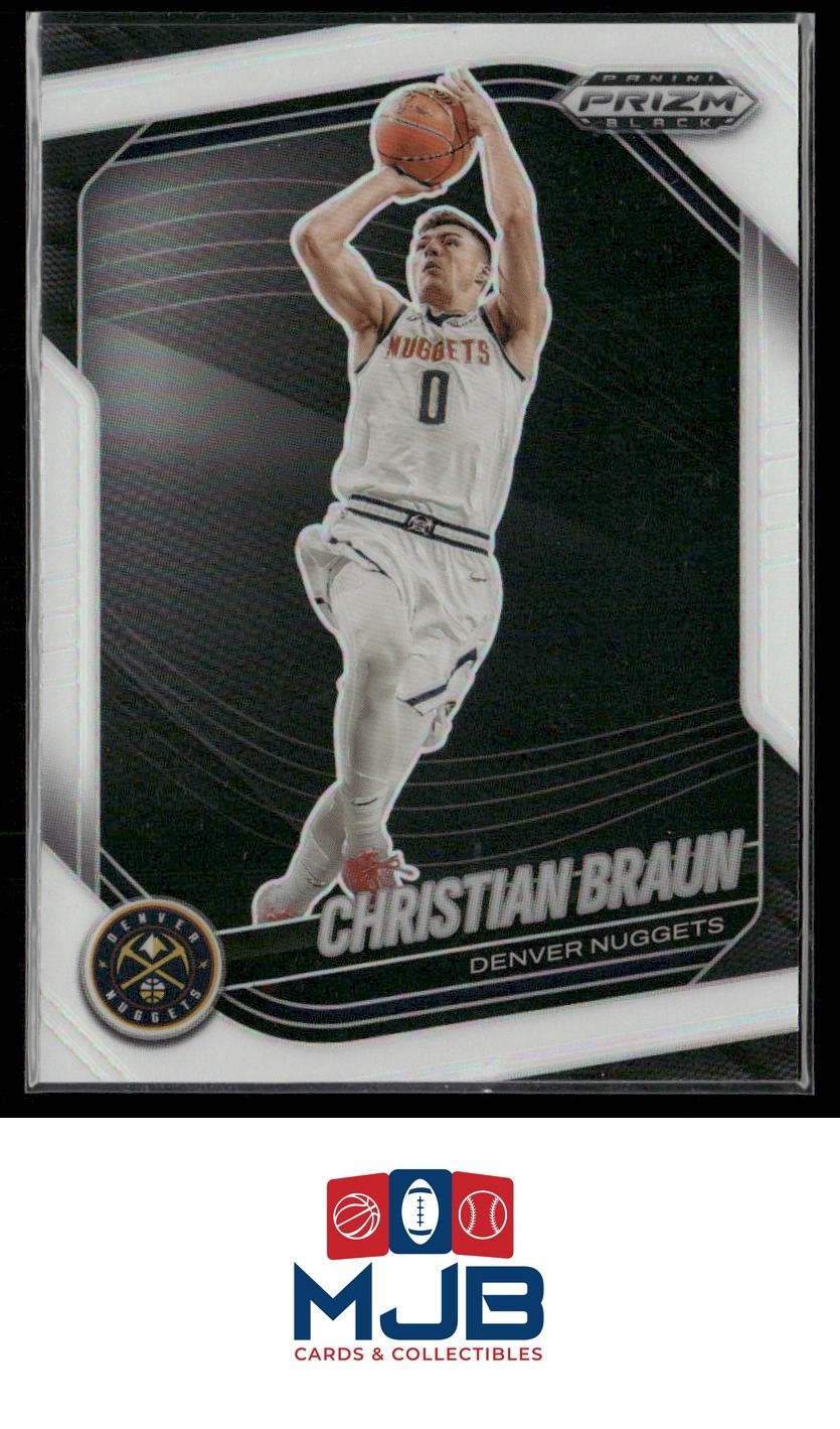 2024-25 Panini Prizm Black Christian Braun White Prizms #/175 #186 Nuggets