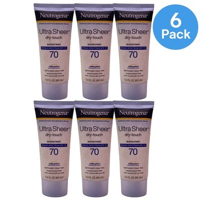 Neutrogena Sunscreen Ultra Sheer SPF 70 Dry Touch Lotion 6 Pack New