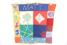 Vintage Handmade Baby Quilt Multi Color 34x34 Matt Name Flawed for Repair
