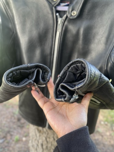 Natal Vintage Leather Cafe Race Biker Moto Jacket Motorcycle Black Punk 38 Small - Picture 12 of 16