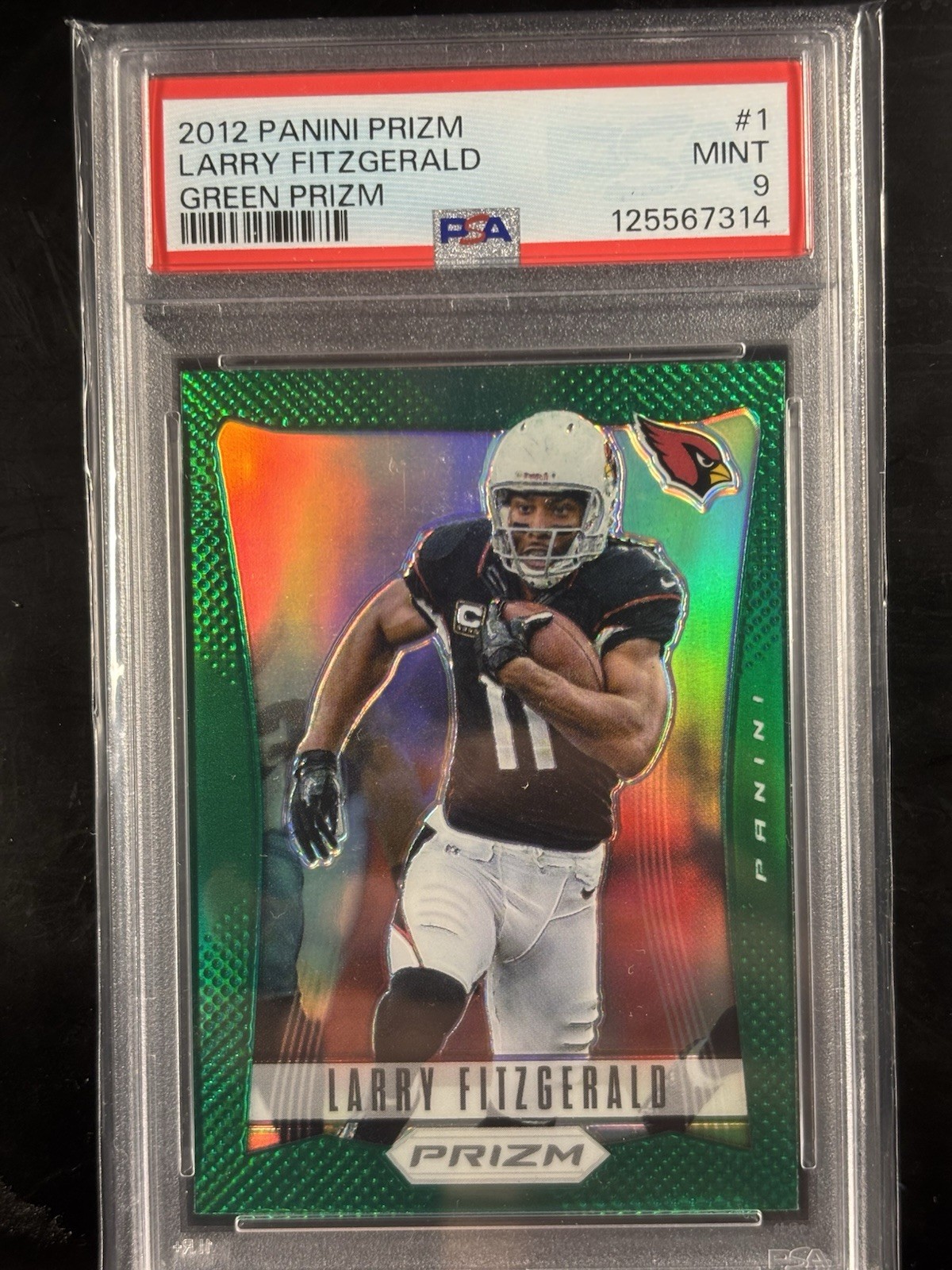 2012 Panini Prizm #1 LARRY FITZGERALD GREEN Prizms SP PSA 9 POP 2 Only 1 Higher